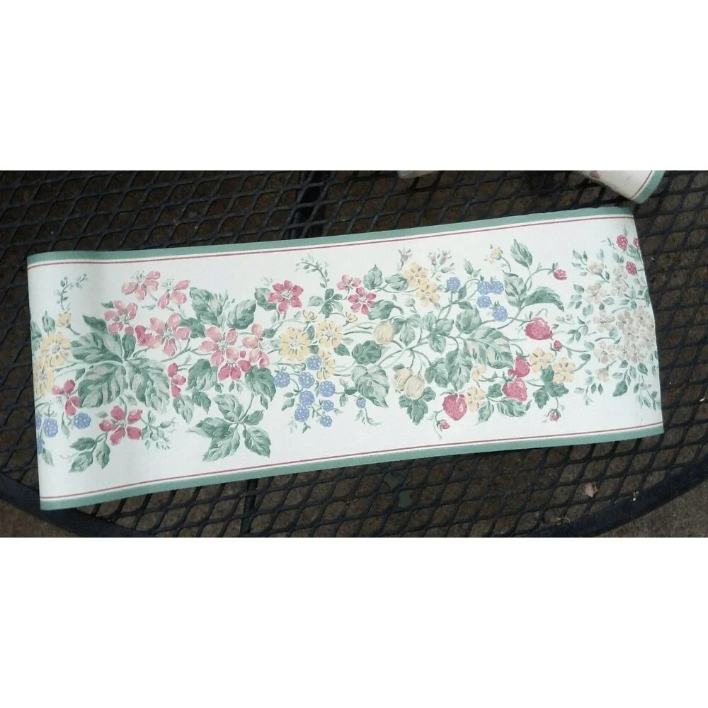 Brewster Wallpaper Border Floral Strawberries Blackberries IW17715 6.8" x 5yd - Picture 7 of 7
